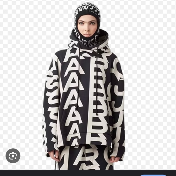 Marc Jacob’s Unisex OVERSIZED Logo Hoodie black Beige Sz XL - Picture 4 of 16